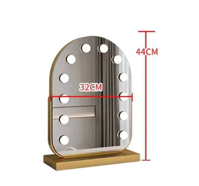 Arched LED Makeup Mirror with Touch Dimming & 10x Magnification, Hollywood Mirror