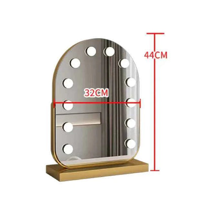 Arched LED Makeup Mirror with Touch Dimming & 10x Magnification, Hollywood Mirror