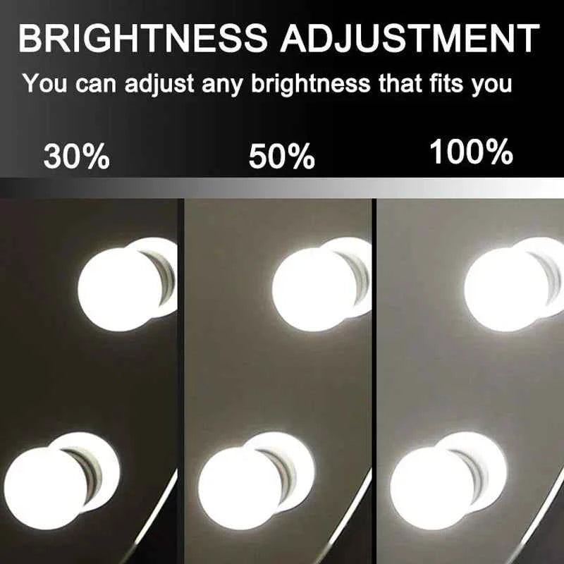 Arched LED Makeup Mirror with Touch Dimming & 10x Magnification, Hollywood Mirror