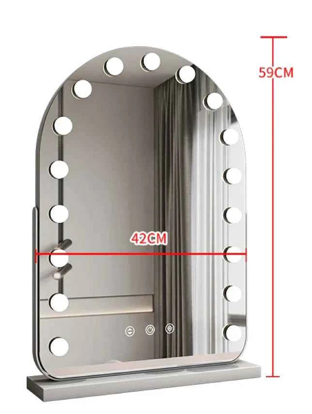 Arched LED Makeup Mirror with Touch Dimming & 10x Magnification, Hollywood Mirror