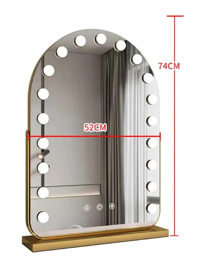 Arched LED Makeup Mirror with Touch Dimming & 10x Magnification, Hollywood Mirror
