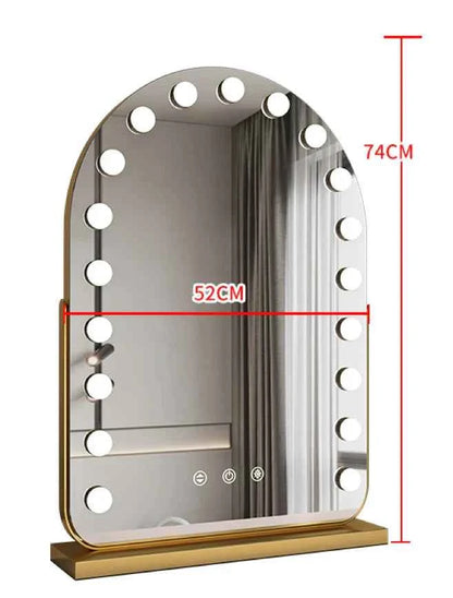 Arched LED Makeup Mirror with Touch Dimming & 10x Magnification, Hollywood Mirror