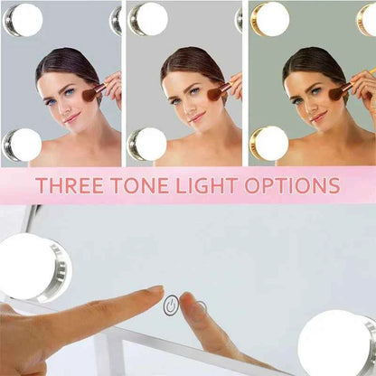 Arched LED Makeup Mirror with Touch Dimming & 10x Magnification, Hollywood Mirror