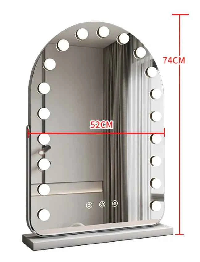 Arched LED Makeup Mirror with Touch Dimming & 10x Magnification, Hollywood Mirror