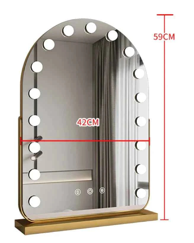 Arched LED Makeup Mirror with Touch Dimming & 10x Magnification, Hollywood Mirror