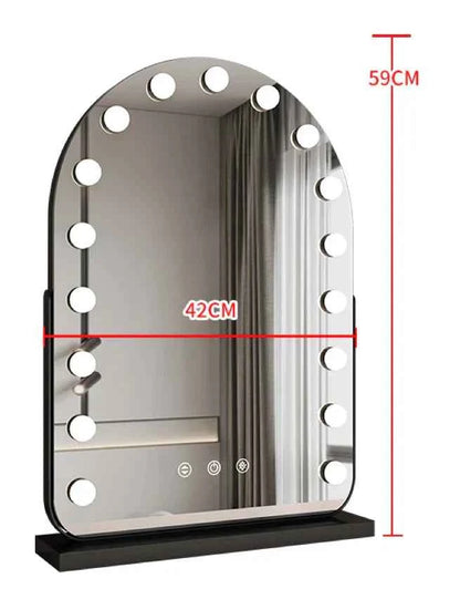 Arched LED Makeup Mirror with Touch Dimming & 10x Magnification, Hollywood Mirror