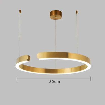 Lustre Anneaux Laiton en doré au design moderne
