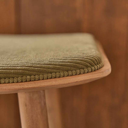 Lot de 2 tabourets en teck massif assise velours cotelé 75 cm