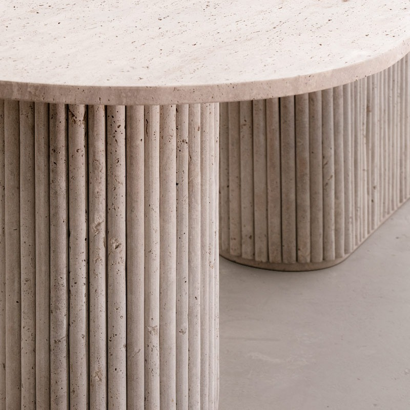 Table à manger Caryatis en travertin - Lemiroir.ma