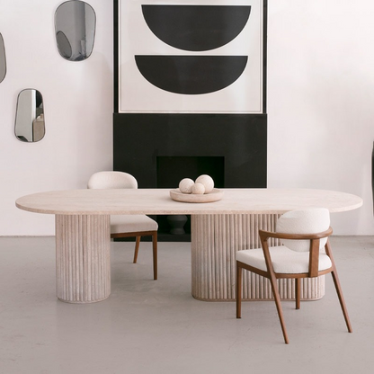 Table à manger Caryatis en travertin - Lemiroir.ma