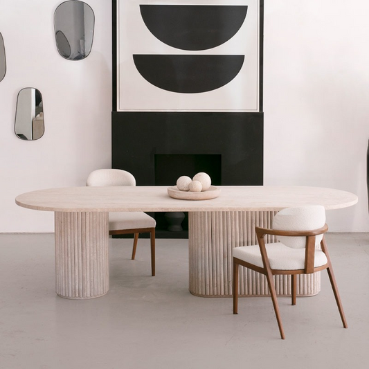 Table à manger Caryatis en travertin - Lemiroir.ma