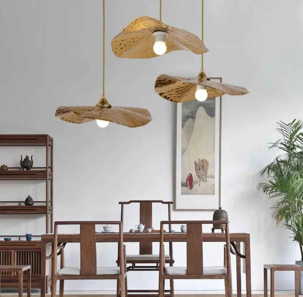 Suspension Coquelicot en doré style rustique