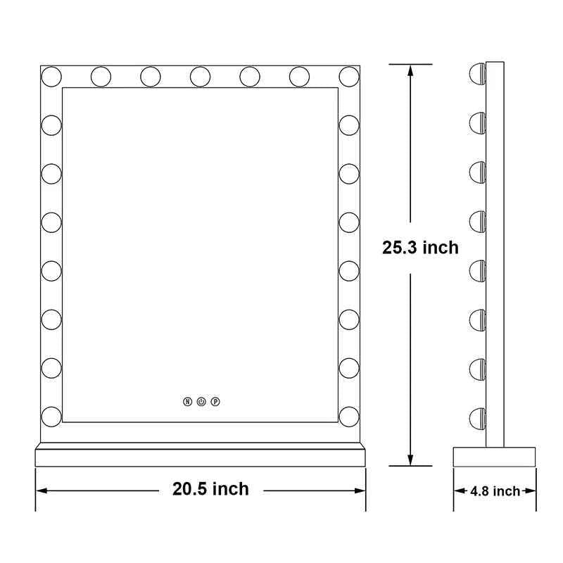 Large Hollywood Makeup Mirror with 17 LED Bulbs – 3 Color Modes for Dressing Table