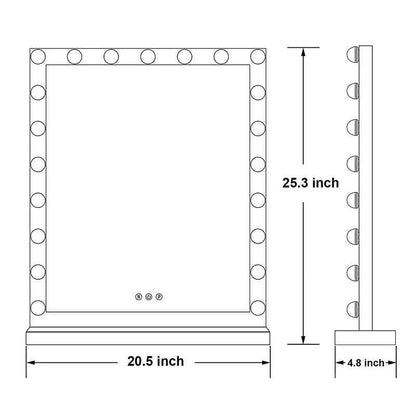 Large Hollywood Makeup Mirror with 17 LED Bulbs – 3 Color Modes for Dressing Table