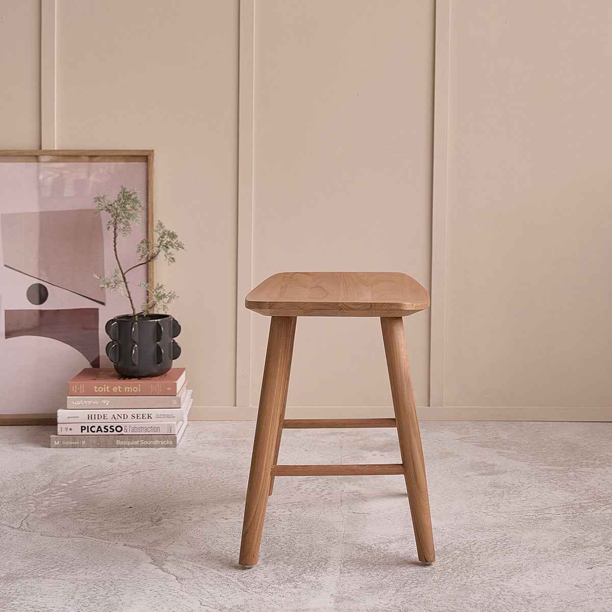 Tabouret en teck massif 45 cm
