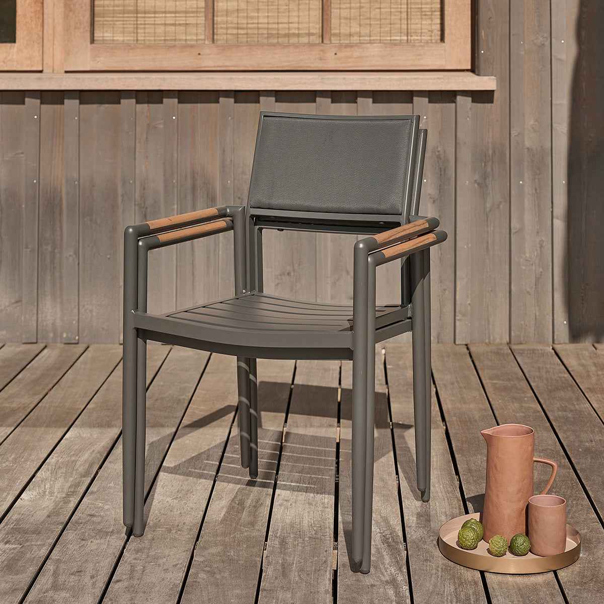 Fauteuil de jardin en teck massif et aluminium