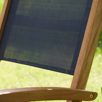 Fauteuil de jardin en acacia massif et textilène noir