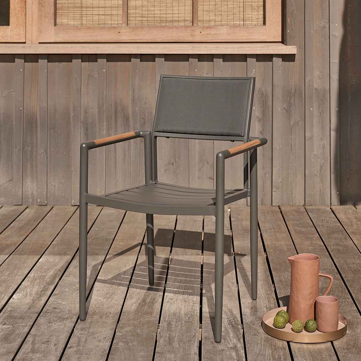 Fauteuil de jardin en teck massif et aluminium