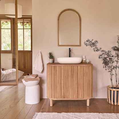 Meuble sous vasque en teck massif 90 cm