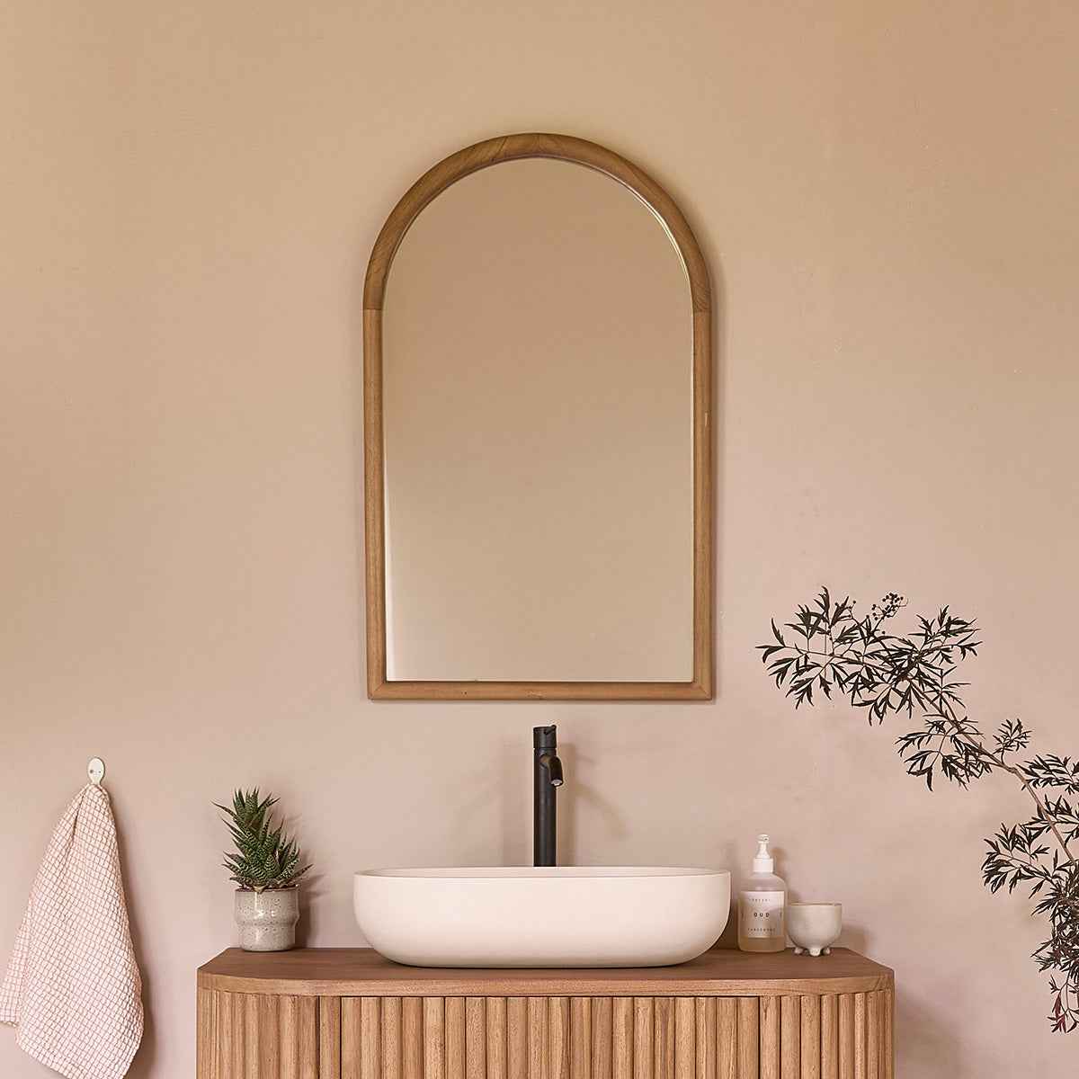 Miroir en teck massif 80x50 cm