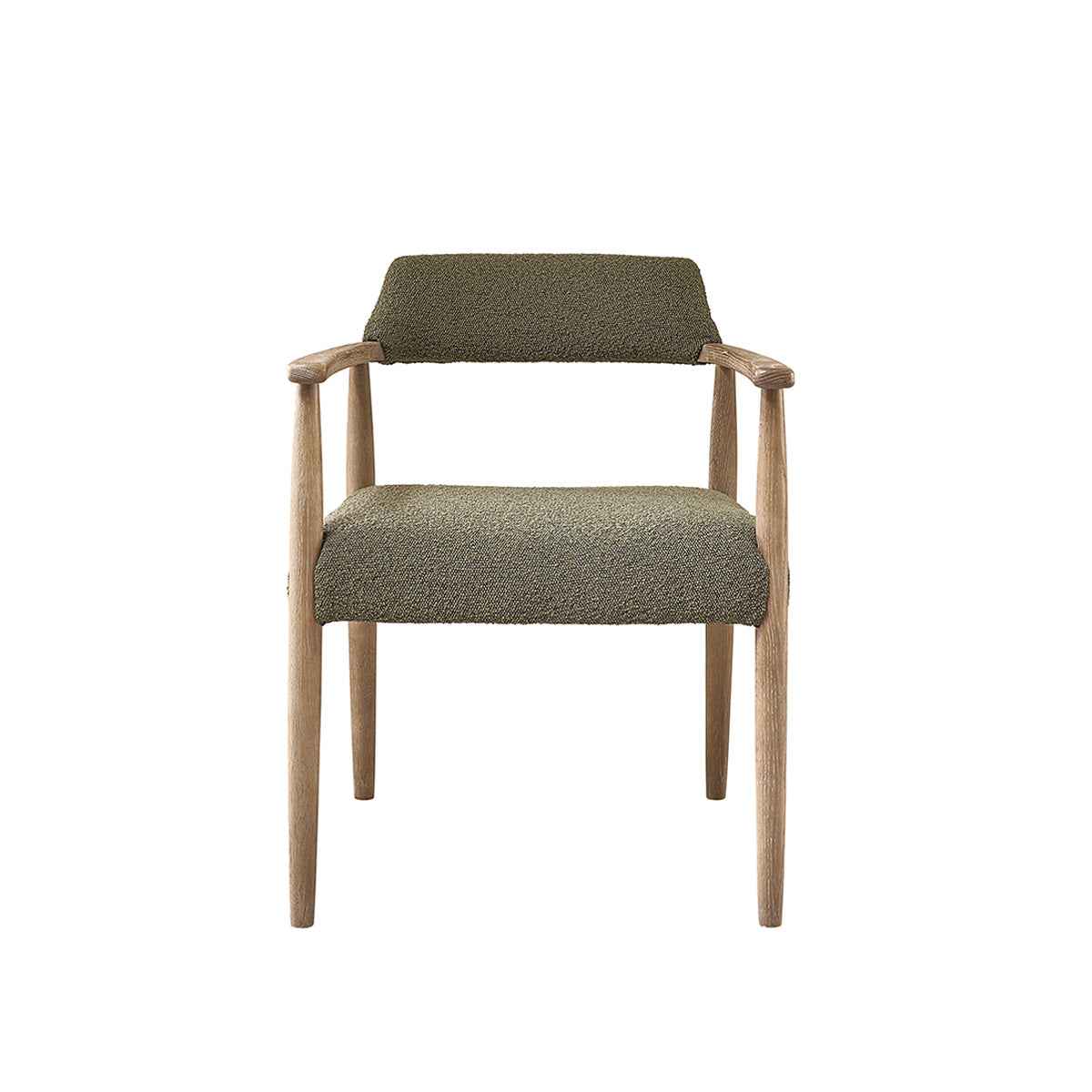 Chaise en chêne et tissu bouclette kaki
