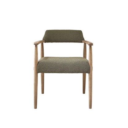 Chaise en chêne et tissu bouclette kaki
