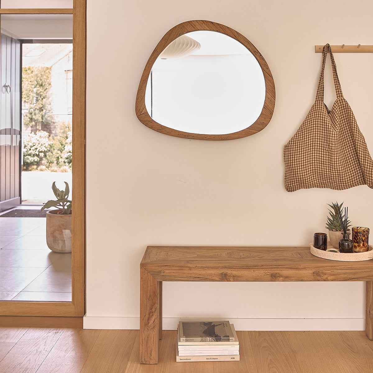Miroir en teck massif recyclé 70 cm
