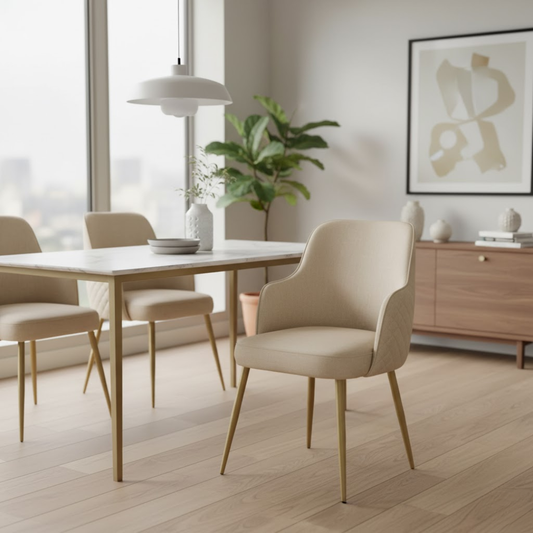 Elara Chaise Élégante Antitache "Confort" – Pieds en Métal Doré - Le miroir.ma