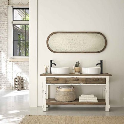 Miroir en bois recyclé massif oval 140x50 cm