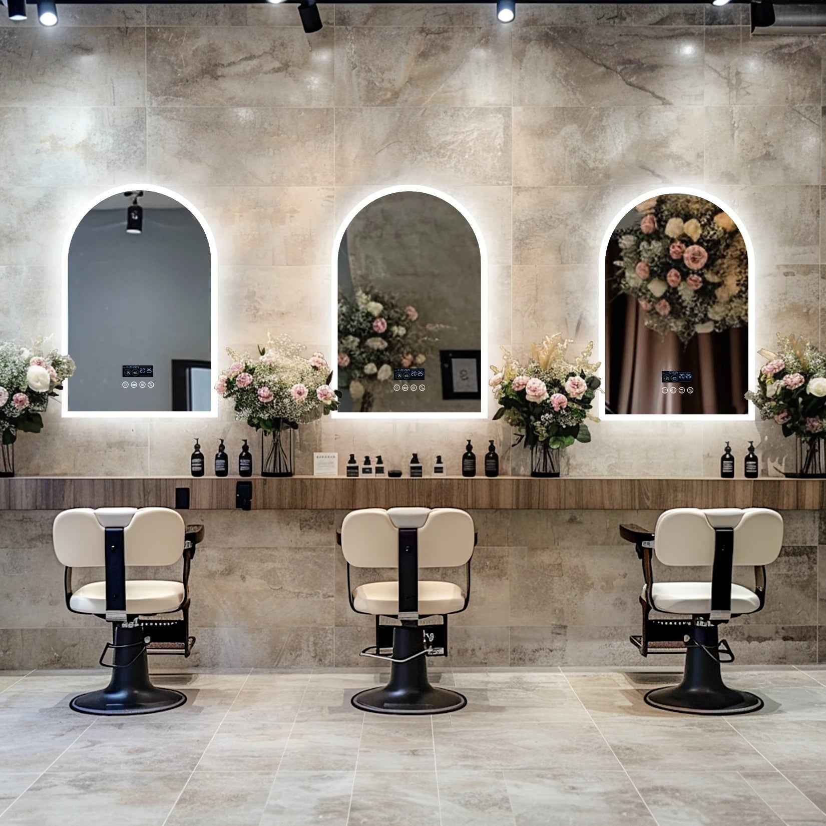 Arched LED Backlit Bluetooth Bathroom Mirror – 24x36" Dimmable, Fogless Vanity Mirror with Time & Temperature Display