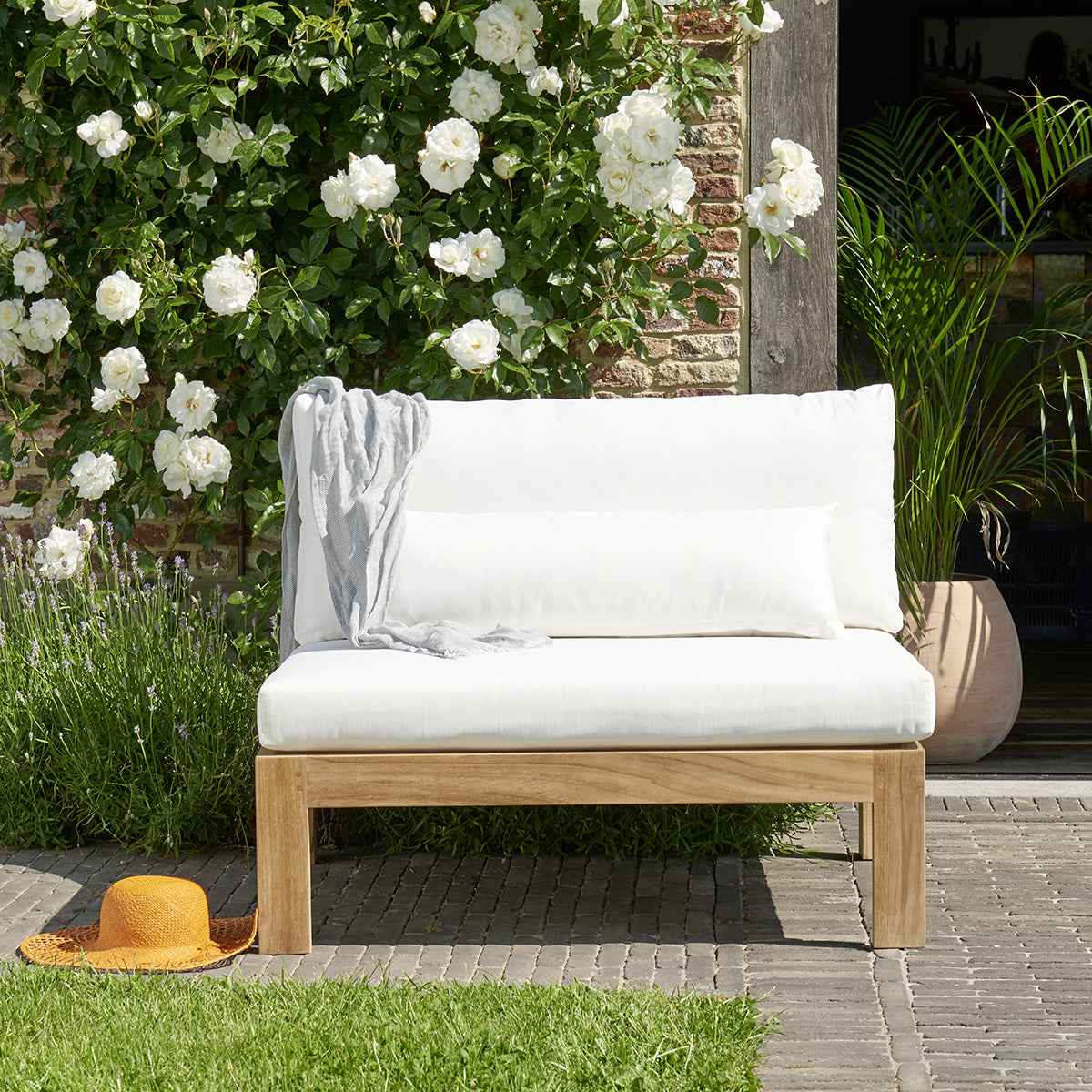 Fauteuil de jardin en teck massif blanc