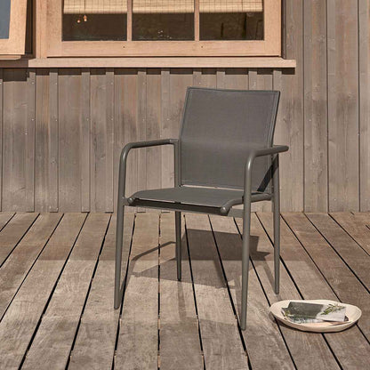 Fauteuil en aluminium et textilène gris