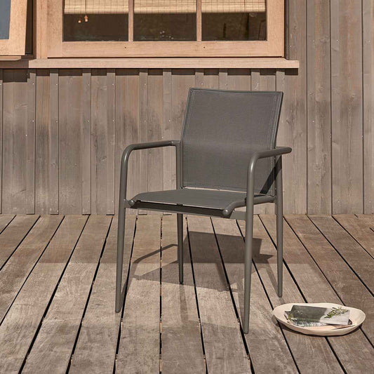 Fauteuil en aluminium et textilène gris