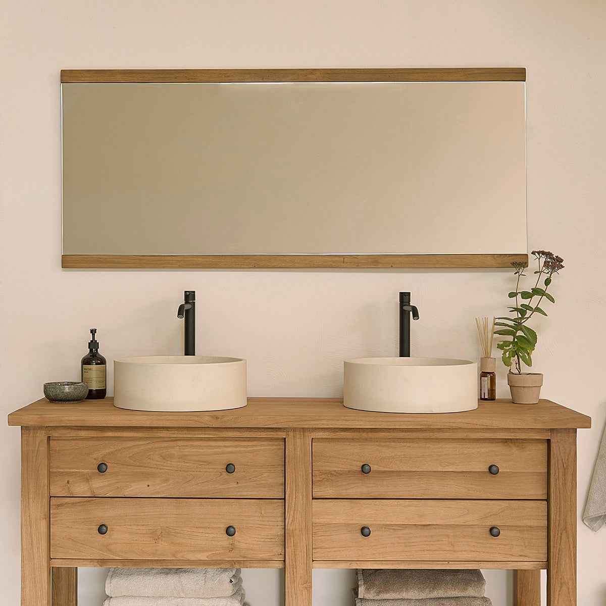 Miroir en teck massif recyclé 140x60 cm