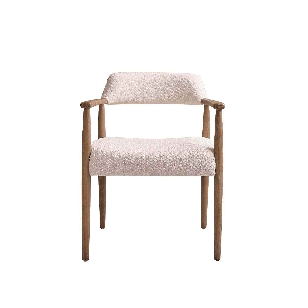 Chaise en chêne massif et tissu bouclette