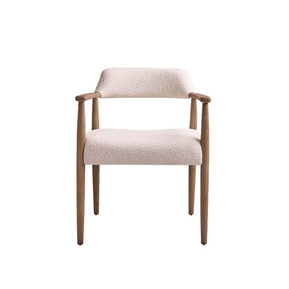 Chaise en chêne massif et tissu bouclette