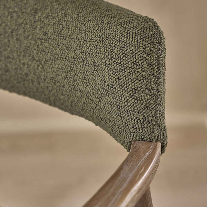 Chaise en chêne et tissu bouclette kaki