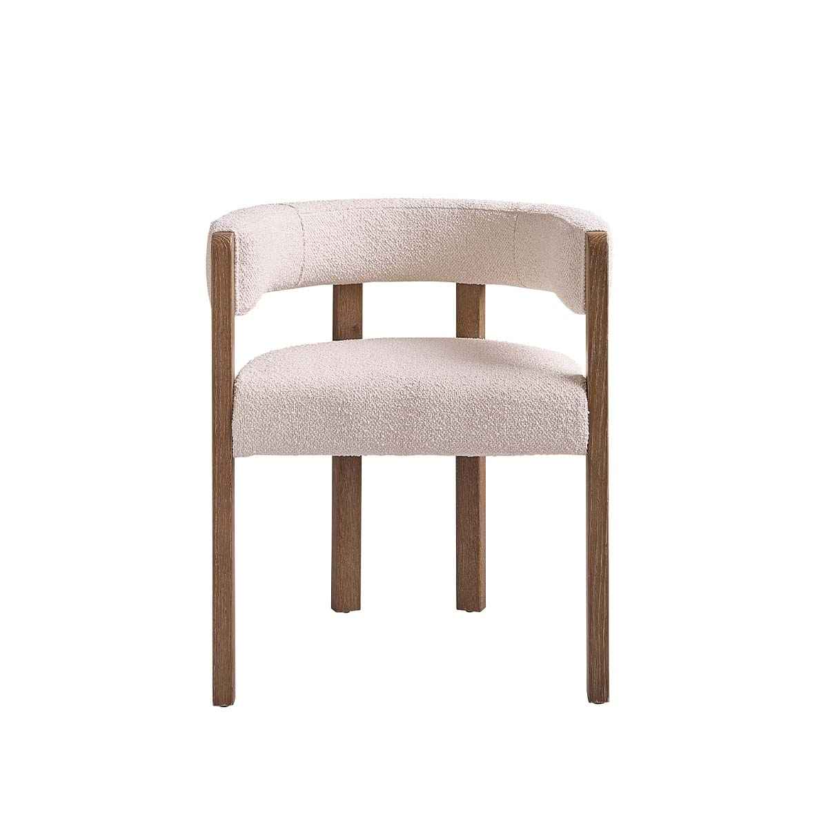 Chaise en chêne et tissu bouclette