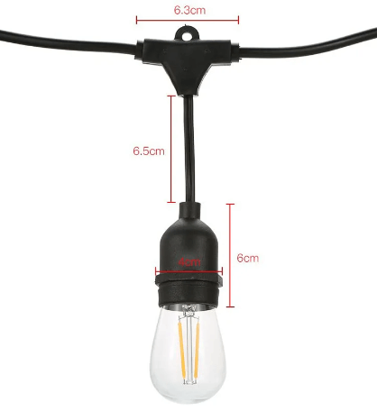 Guirlandes d'extérieur étanches 10 mètres à douilles noires extensibles & décoratives