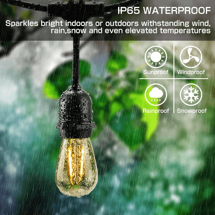 Guirlandes d'extérieur étanches 10 mètres à douilles noires extensibles & décoratives