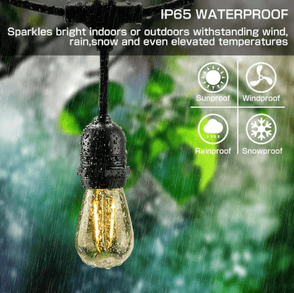 Guirlandes d'extérieur étanches 10 mètres à douilles noires extensibles & décoratives