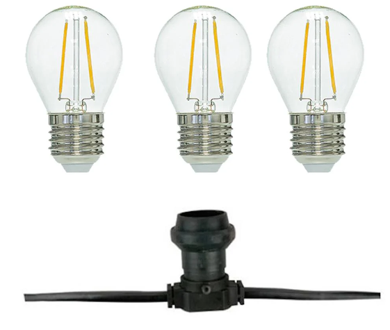 Guirlandes d'extérieur étanches 10 mètres à douilles noires extensibles & décoratives