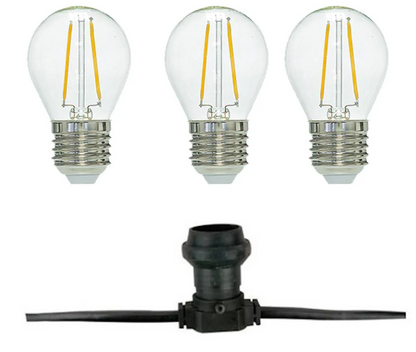 Guirlandes d'extérieur étanches 10 mètres à douilles noires extensibles & décoratives