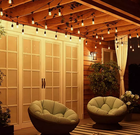 Guirlandes d'extérieur étanches 10 mètres à douilles noires extensibles & décoratives