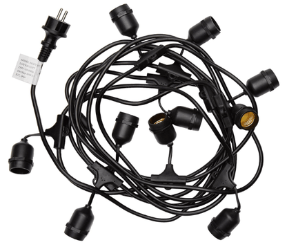 Guirlandes d'extérieur étanches 10 mètres à douilles noires extensibles & décoratives