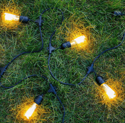 Guirlandes d'extérieur étanches 10 mètres à douilles noires extensibles & décoratives