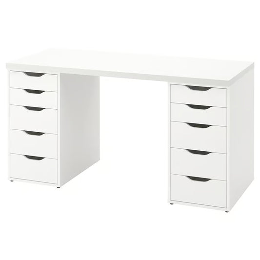 LAGKAPTEN / ALEX Bureau, gris/effet bois, 140x60 cm
