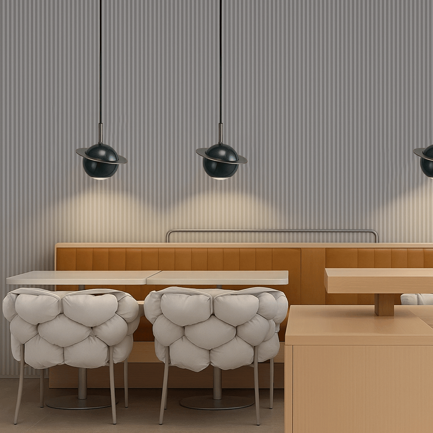 Suspension Saturne Dark silver en marbre naturel