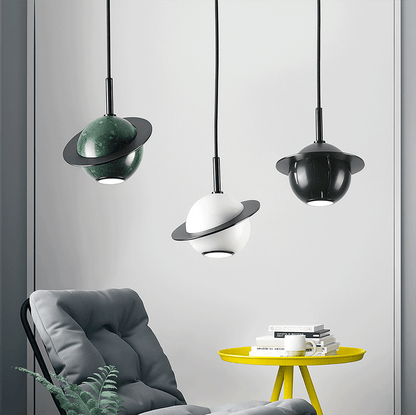 Suspension Saturne Dark silver en marbre naturel