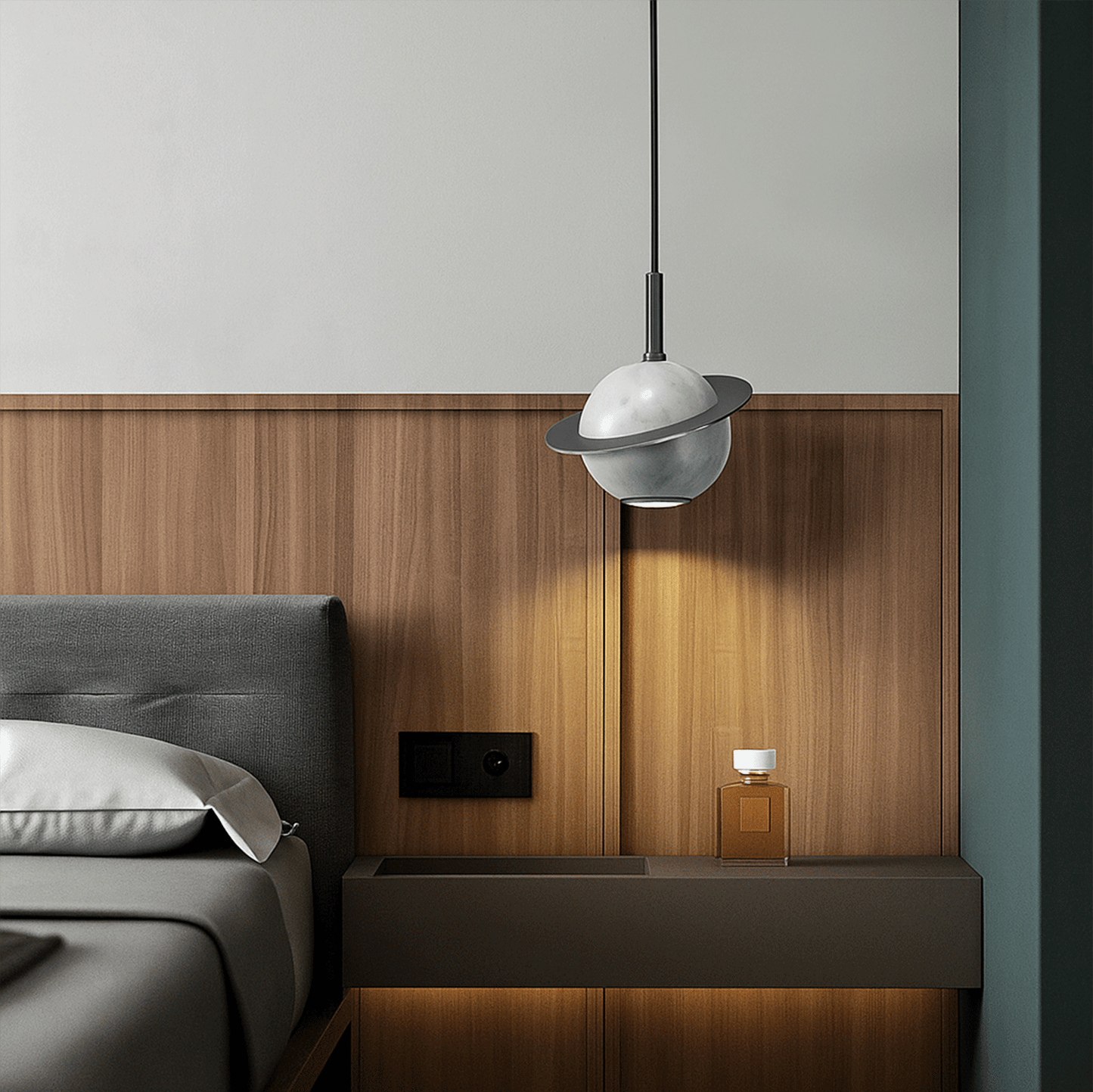 Suspension Saturne Dark silver en marbre naturel